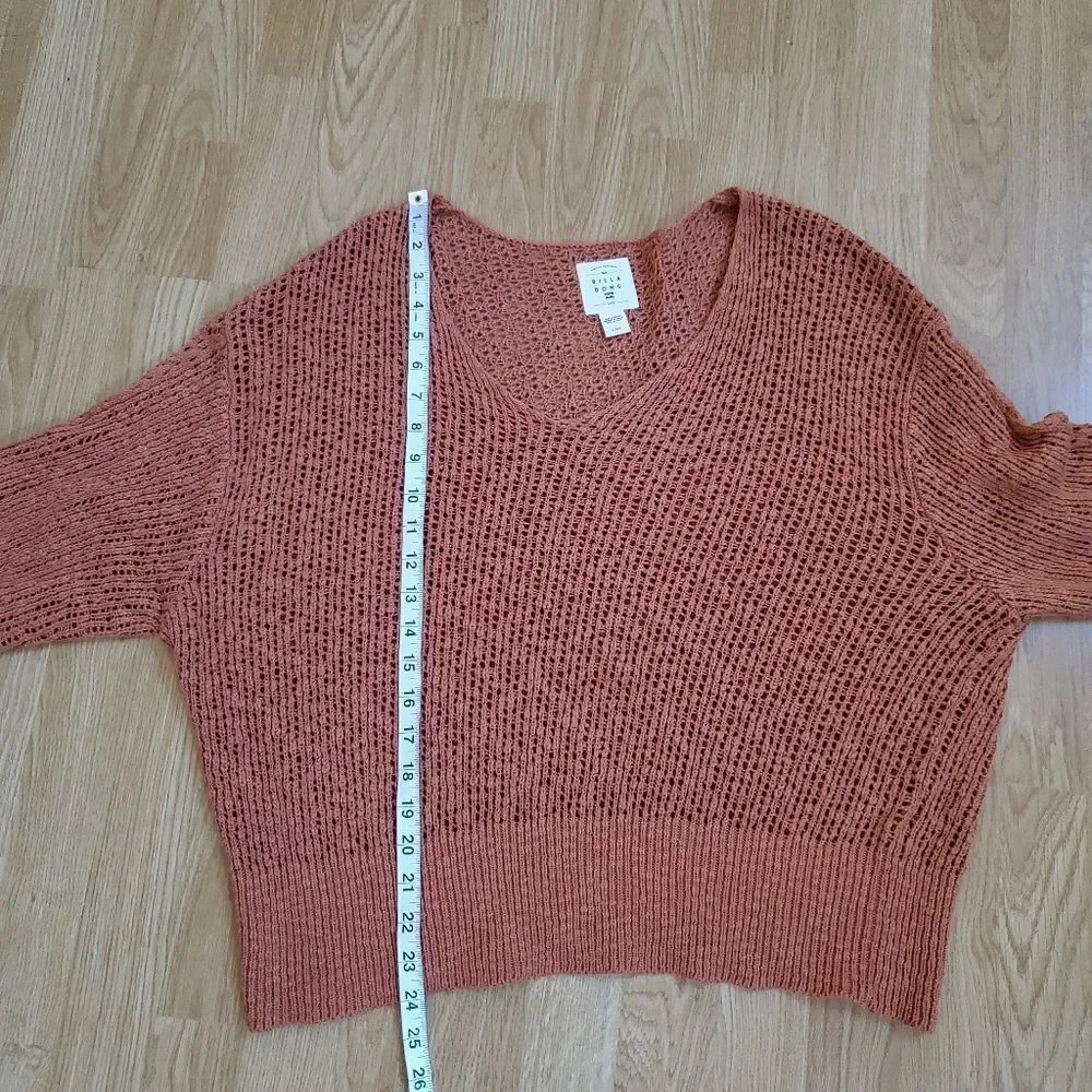 Billabong 'Feel the Breeze' Open Knit Crochet Sweater: size Large in Orange - Picture 10 of 12